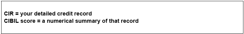 CIR is the detailed credit record, while the CIBIL score is its numerical summary.